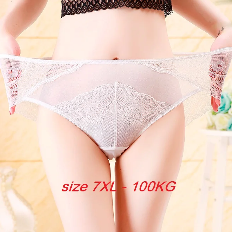 Трусики женские кружевные прозрачные с завышенной талией батальных