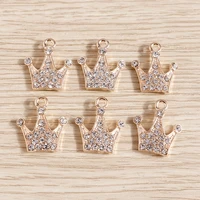 10pcs 1618mm gold color alloy crystal crown charms for making earrings pendants necklaces keychain diy crafts jewelry findings