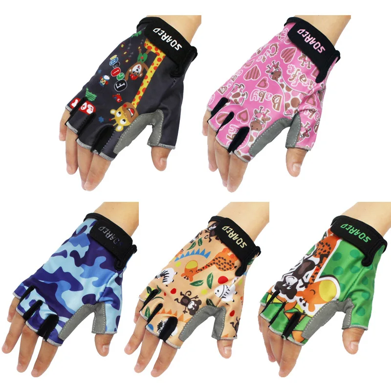 Children Cycling Gloves Half Finger Breathable Soft Anti-sweat Handwear Outdoor Fitness Safety Sportswear For Balance Bike* | Спорт и