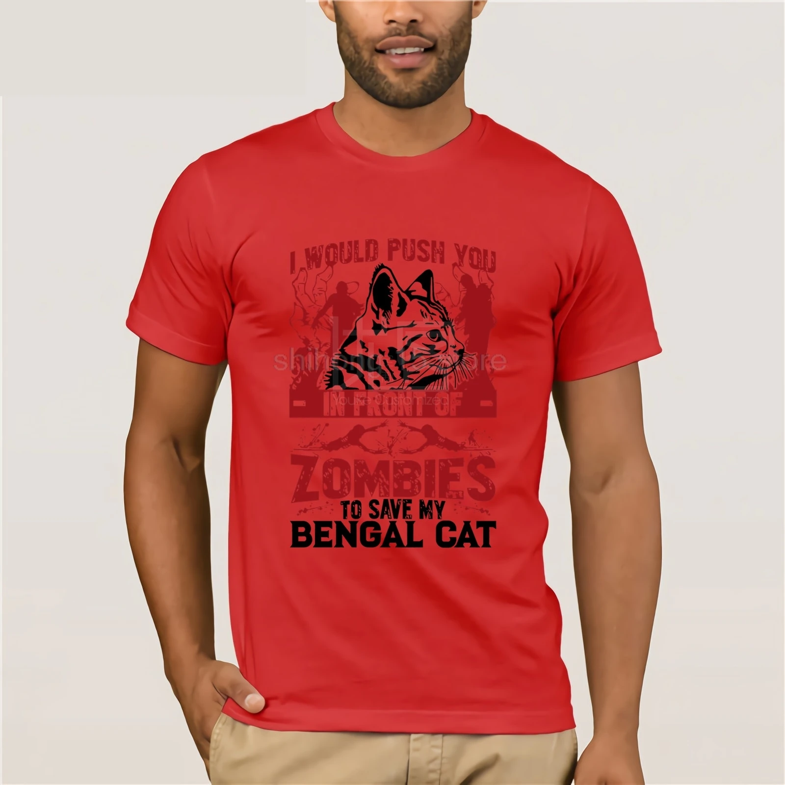 To Save My Bengal Cat I 'd Push You In a sale Of poptember футболка одежда популярная круглый вырез 100%