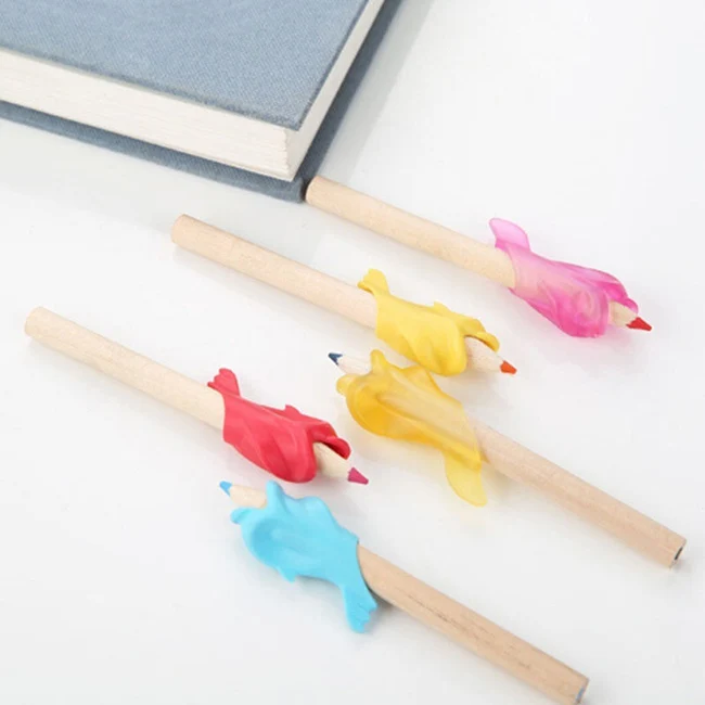 

5 Pcs Silicon Dolphin Fish Style Writing Posture Wobi Correction Children Students Pencil Pen Holder SLC88