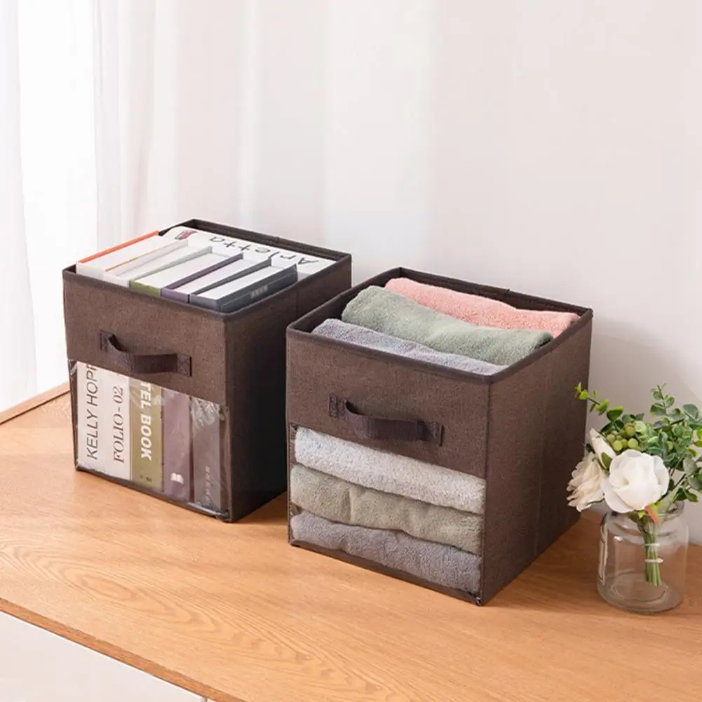 

2021 New Non-woven Transparent Drawer Storage Box Bedroom Finishing Box Clothing Underwear Desktop Sorting Storage Toy Clos M8v6