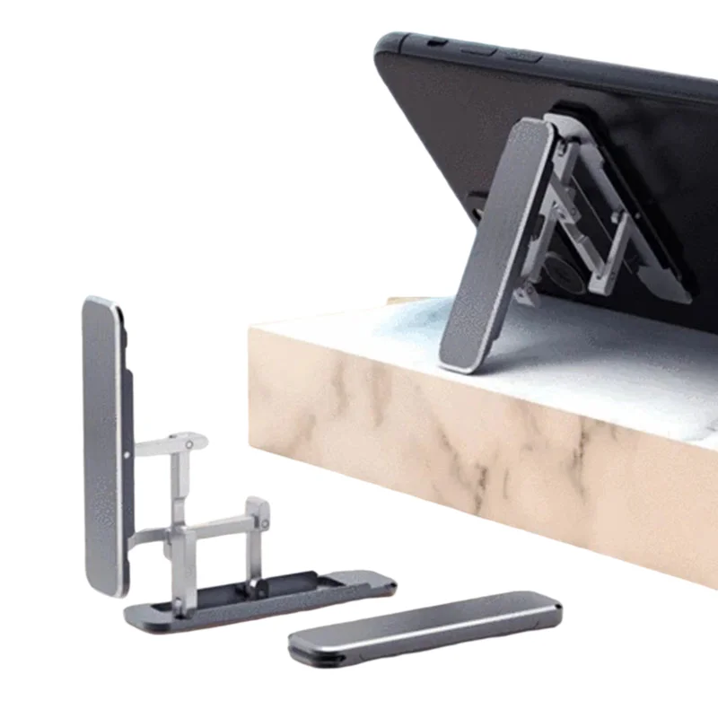 

Universal Ultra Thin Stick-On Adjustable Phone Stand Foldable Aluminum Alloy Phone Holder Portable подставка под телефон