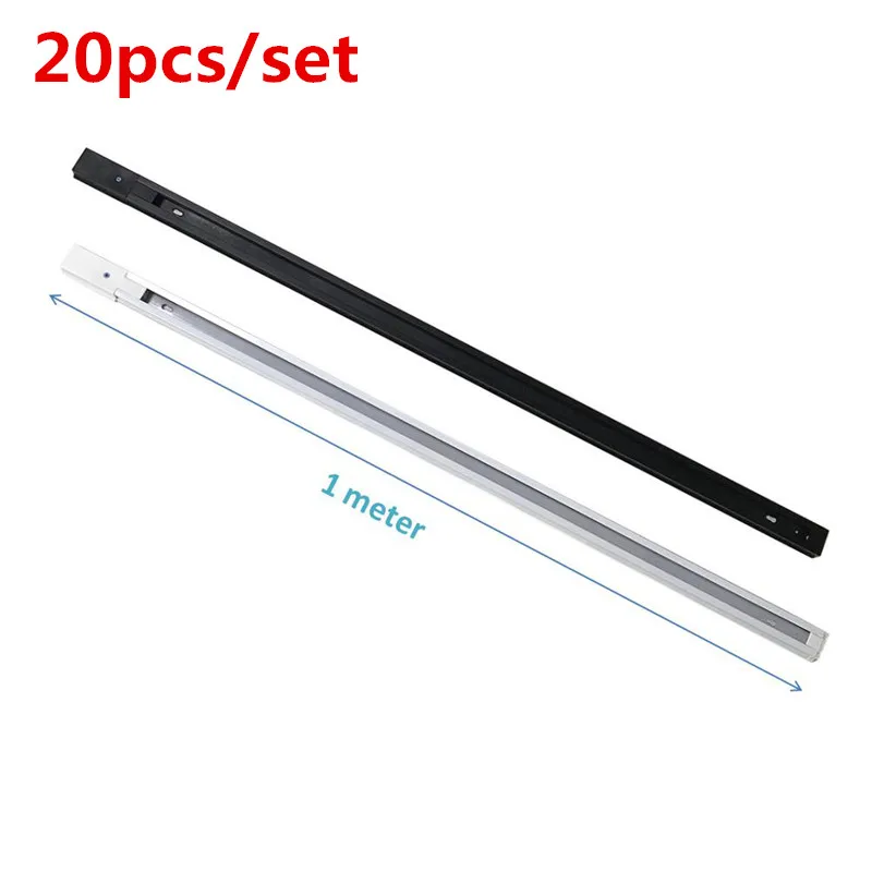 20pcs 1m Rail 20 шт./компл. 1 м светодиодный Трек Светильник рельс алюминиевый трек освещение приспособление направляющей Универсальные рельсы железнодорожных путей 2 провода видео-телефон двери однофазный версия - Испускаемый цвет: 20pcs 1m Rail
