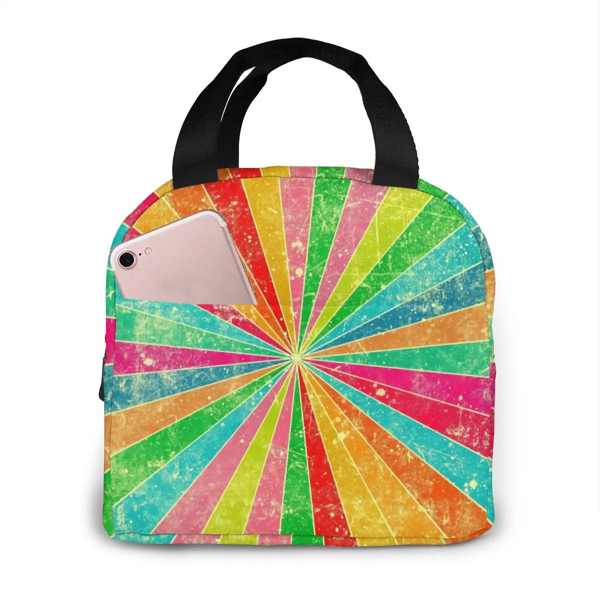 

Rainbow Tie-dye Lunch Bag Waterproof Food Picnic Lunch Box Bag Insulated Women Cooler Bags Fresh Bento Food Pouch
