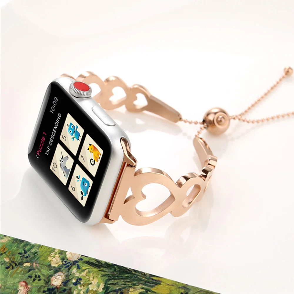 Браслет из нержавеющей стали в форме листьев для Apple Watch Band Series 6/SE/5/4/3/2 44 мм 40