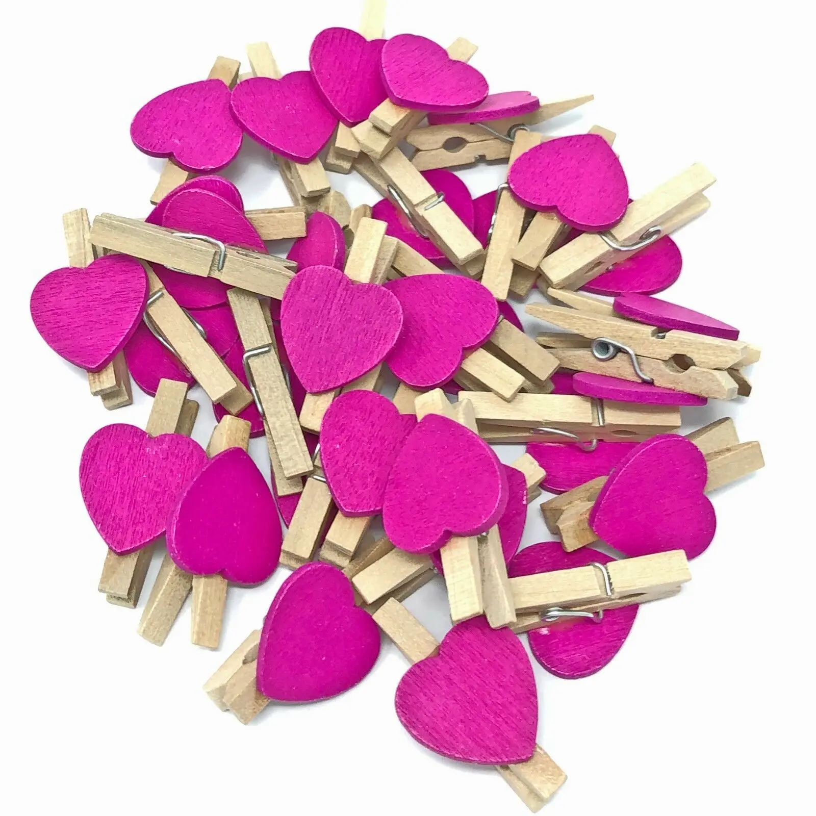 Fuchsia 20 шт. 30 мм Деревянные прищепки в форме сердца, зажимы для рукоделия, прищепки, свадебные украшения, украшения для скрапбукинга, 12 цветов - Цвет: Fuchsia