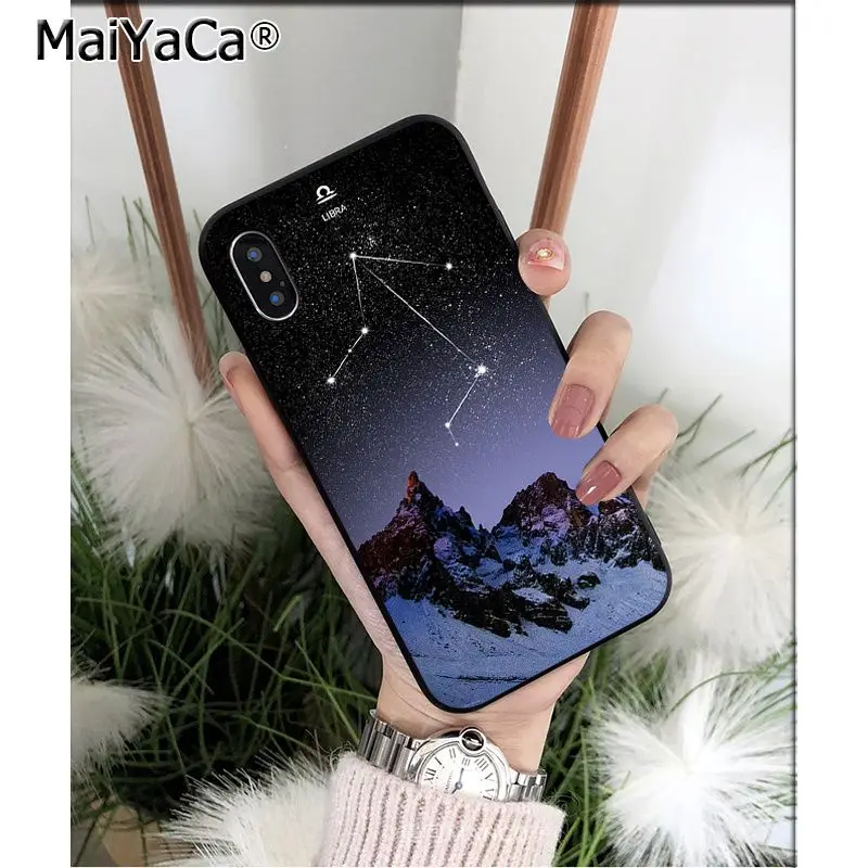 Мягкий ТПУ чехол для телефона MaiYaCa Zodiac Signs constellation Star Mountain iPhone 5 5Sx 6 7 7plus 8 8Plus X XS MAX XR 11