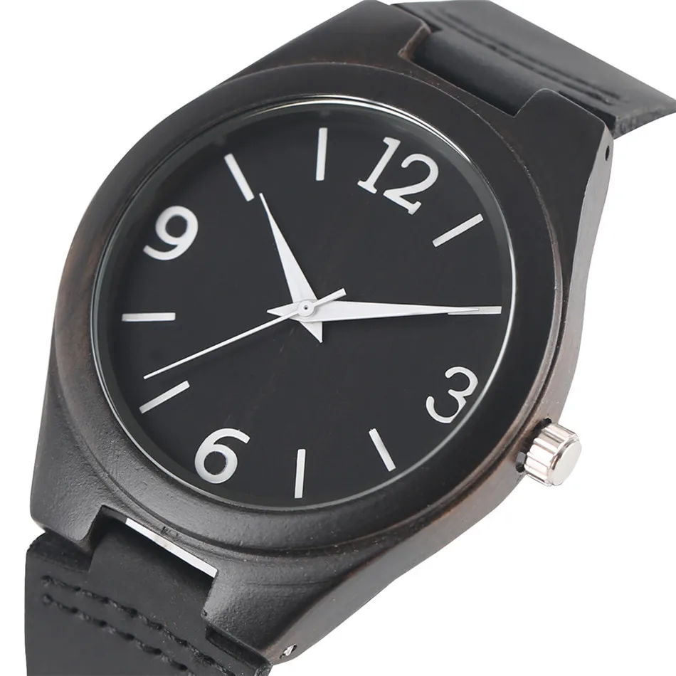 

REDFIRE Ebony Wood Watch Men's Genuine Leather Wristwatch Quartz Movement Casual Creative Wooden Men Clock Stylish Timepiece