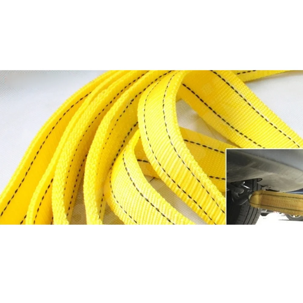 

4.8m 5 Ton Car Trailer Rope Practical Outdoor Emergency Kit Polyester Double Layers Thicken Tow Rope (Yellow)