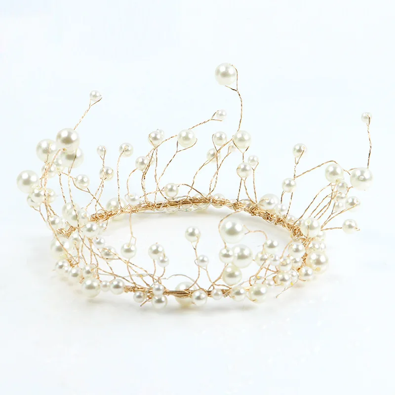 Металлический жемчуг принцесса Корона День рождения торт Топпер Блестящий