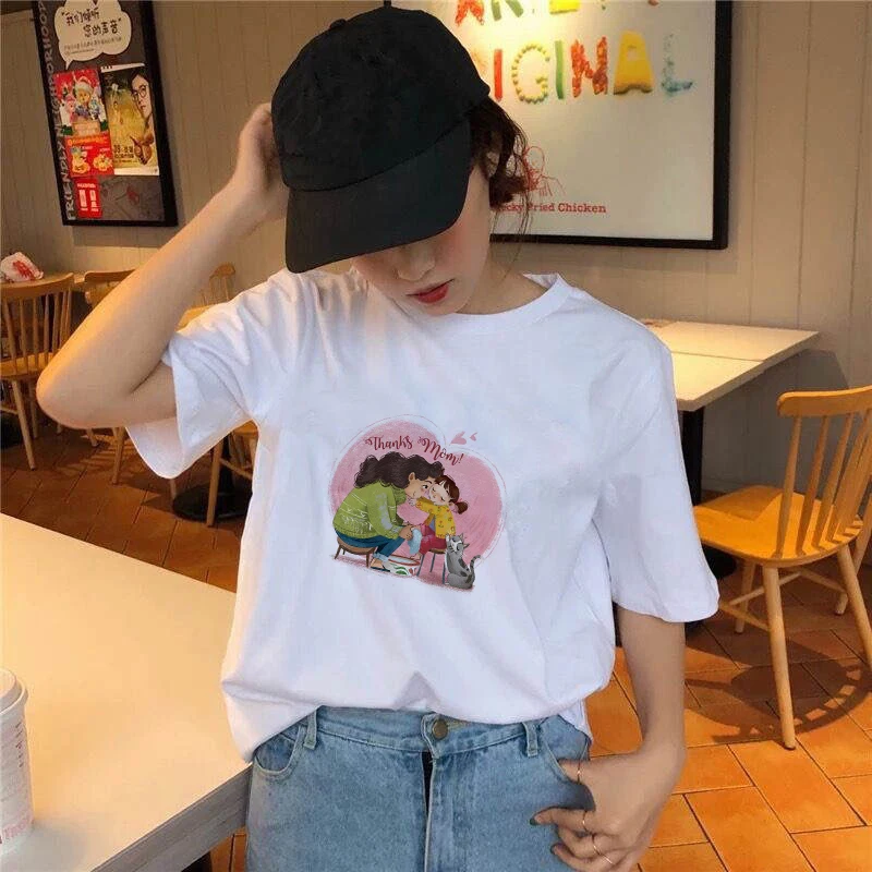 2021 летняя футболка с коротким рукавом женская Эстетическая рубашка с надписью «Mom's Love» Ullzang, Винтажная Футболка 90-х годов, Новая модная женск...