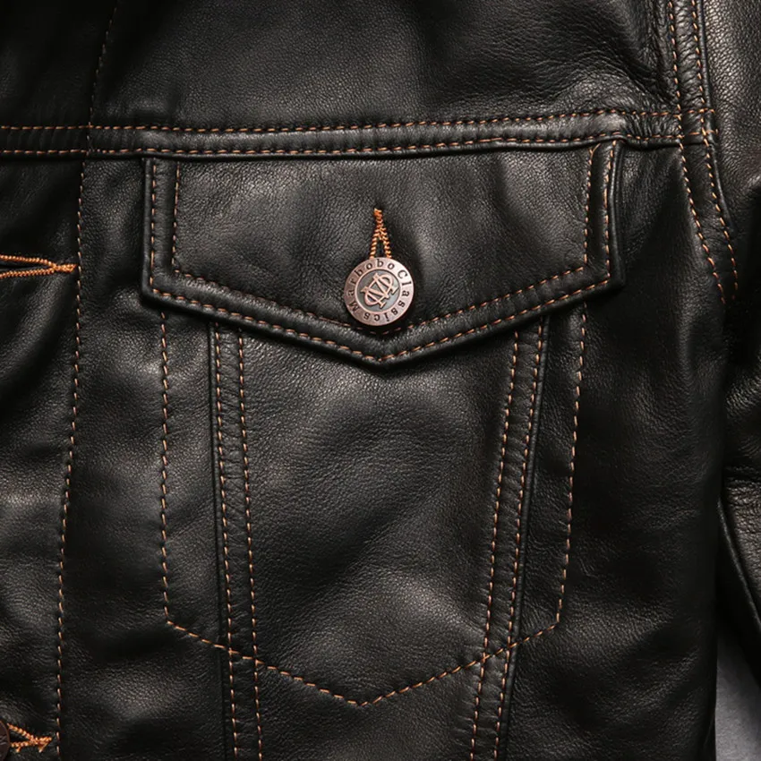

new arrivels turn down collar single breasted solid genuine jacket men black sheepskin casual leather coat spring
