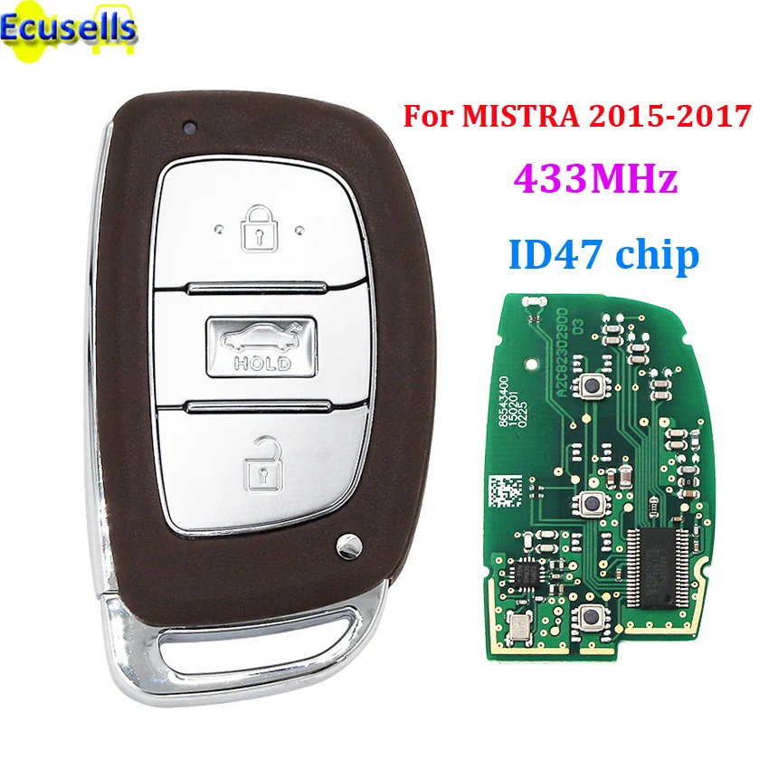 3 кнопочный умный дистанционный ключ 433 МГц с чипом ID47 для Hyundai MISTRA 2015 2017|Ключ от
