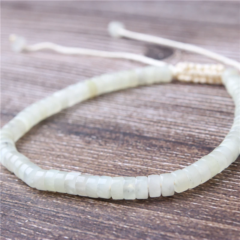 

Lanli 2x4mm Fashion White jade Natural Stone Loose Beads Spacer Round Beads Diy Bracelet Necklace Earrings Accessories