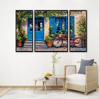 chenistory 3pc painting by numbers flowers door landscape drawing on canvas handpainted bicycle kits home decoration gift