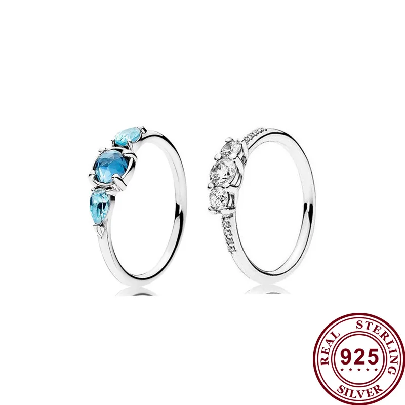 

Original 925 кольцо Silver Pan Ring Beautiful Light Blue With Crystal Cz Pan Ring For Women Wedding Party Fashion Jewelry