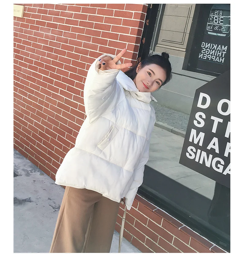 

2019 New Korean Style Winter Jacket Cotton Coat Women Hooded Solid Color Oversize Loose Padded Female Coat Fashion Parka