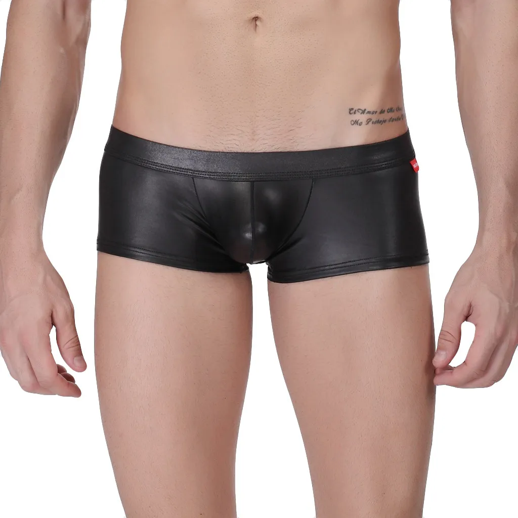 Мужские сексуальные трусы боксеры из ПУ кожи голая ягодица u образная выпуклая