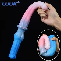 luuk 40cm super long double head horse and dog combination kont dildo soft liquid silicone anal plug sex toys for women lesbian