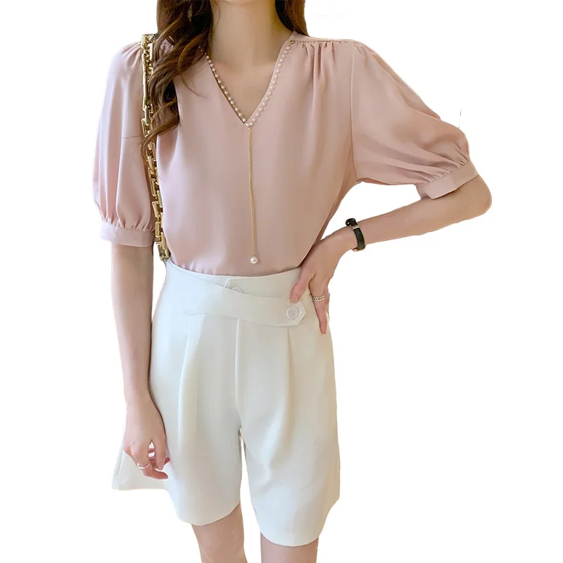 

Women Blouses Silk Blouse Summer Loose Basic Satin Short Sleeve Shirt Work Wear Blusas Feminina Black Tops Shirts