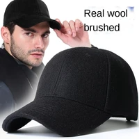 mens baseball cap wool winter hat 2021 thickened big head circumference hat fashion warm trucker cap outdoor sport dad hat