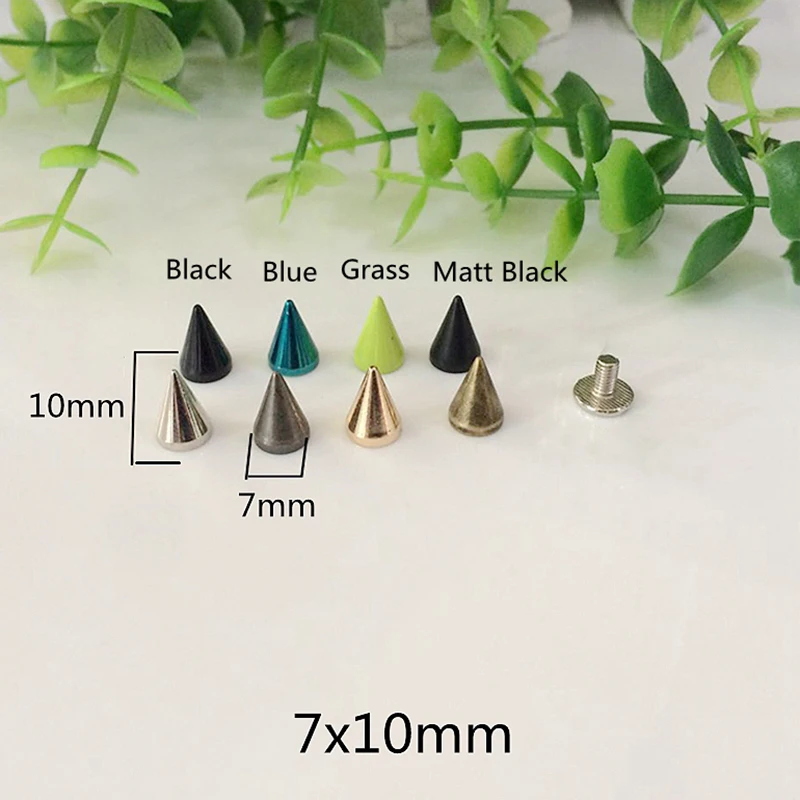 7 мм Диаметр Латунь панк шип деталь одежды заклепки Шпильки с винтами для сумки