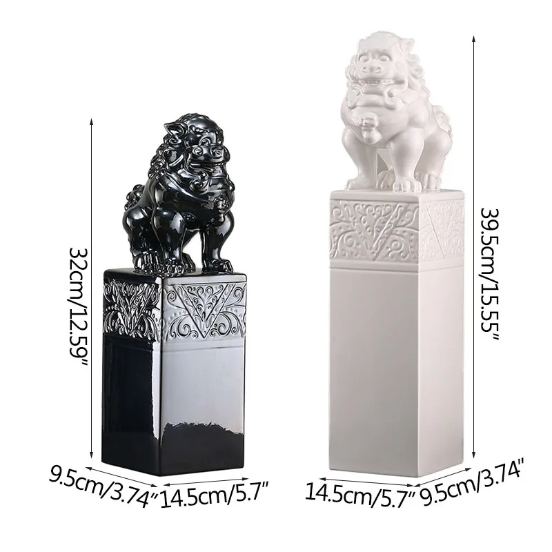 

Black & White Lion Sculpture Home Decoration Living Room TV Cabinet Display Furnishings Creative Animal Statue Mascot Artware