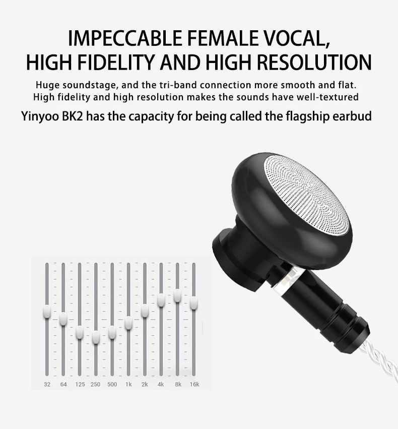 Новейшая модель Yinyoo BK2 вкладыши для ушей импортные мембранные наушники