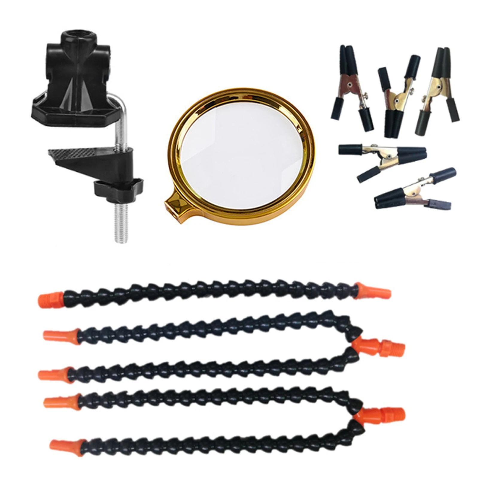 

Multifunction 3 Hole 5 Arms Ajustable Clip Simple Welding Platform 5X Magnifier DIY Welding Circuit Board Repairing Utility Tool