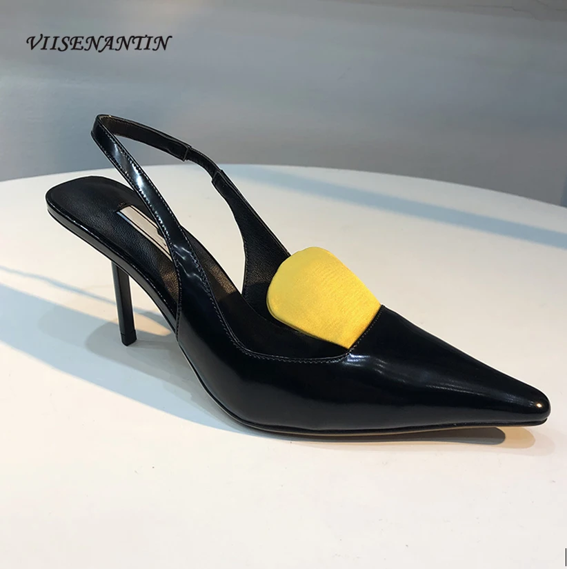 

Новинка, однотонные пикантные сандалии с ремешком на каблуке в форме кошки, модные французские сандалии с острым носком и низким вырезом на ...