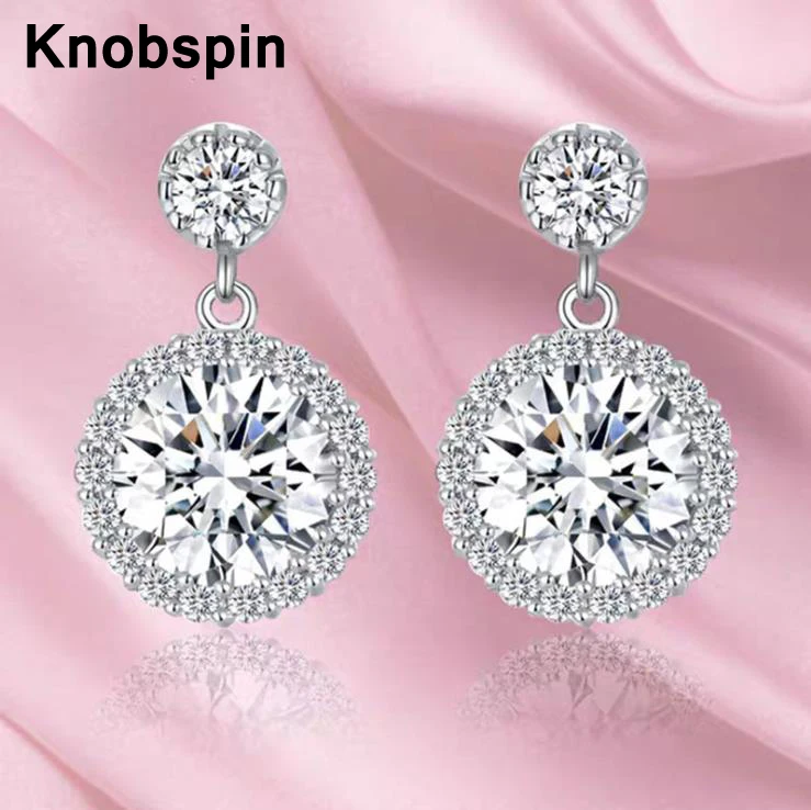 

Knobspin 100% 925 Sterling Silver 1ct Real Moissanite Pass Diamond Test Sunflower Earrings For Women Wedding Party Fine Jewelry