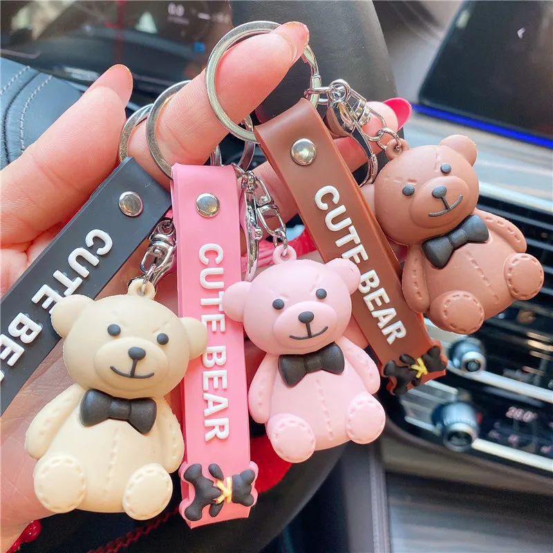 

Cartoon Super Cute Bear Doll Keychain Men Women Couple Bag Pendant Gift Car Key Keychain Accessories Key Ring Decoration