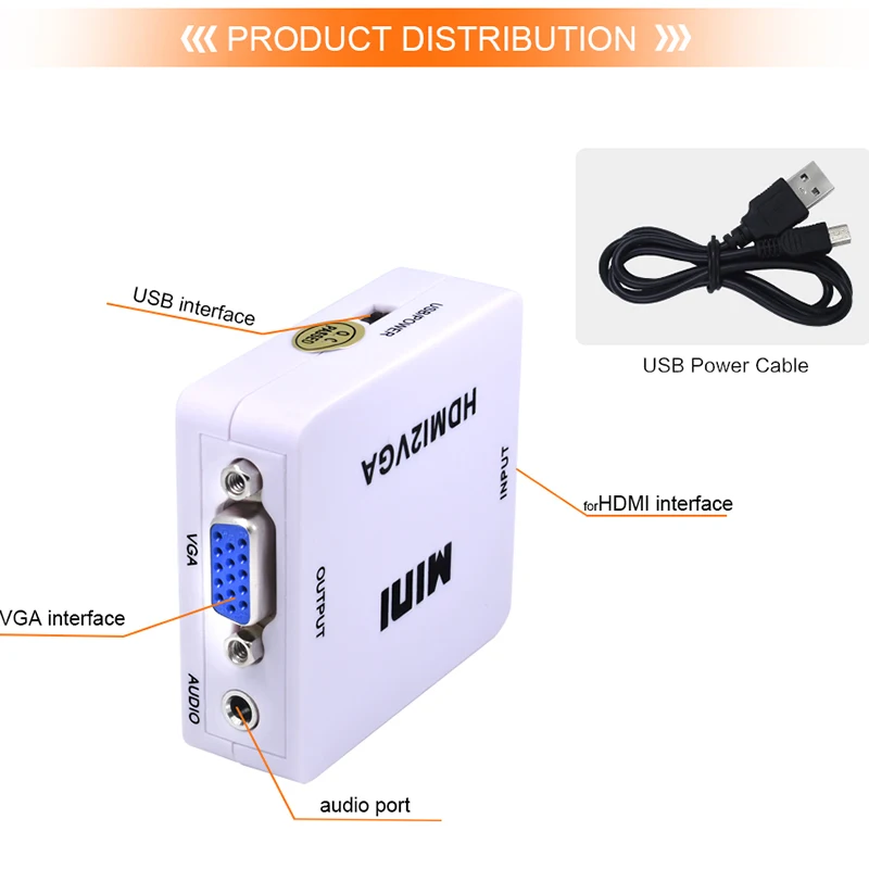 Bkscy HDMI в VGA адаптер папа Famale конвертер 1080P цифровой аналоговый видео аудио для ПК