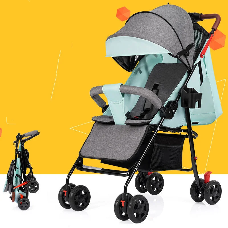 Baby Stroller Can Sit Reclining Ultra Light Portable Folding Infant Umbrella Four Wheel Children Pocket Trolley Bearing 15kg