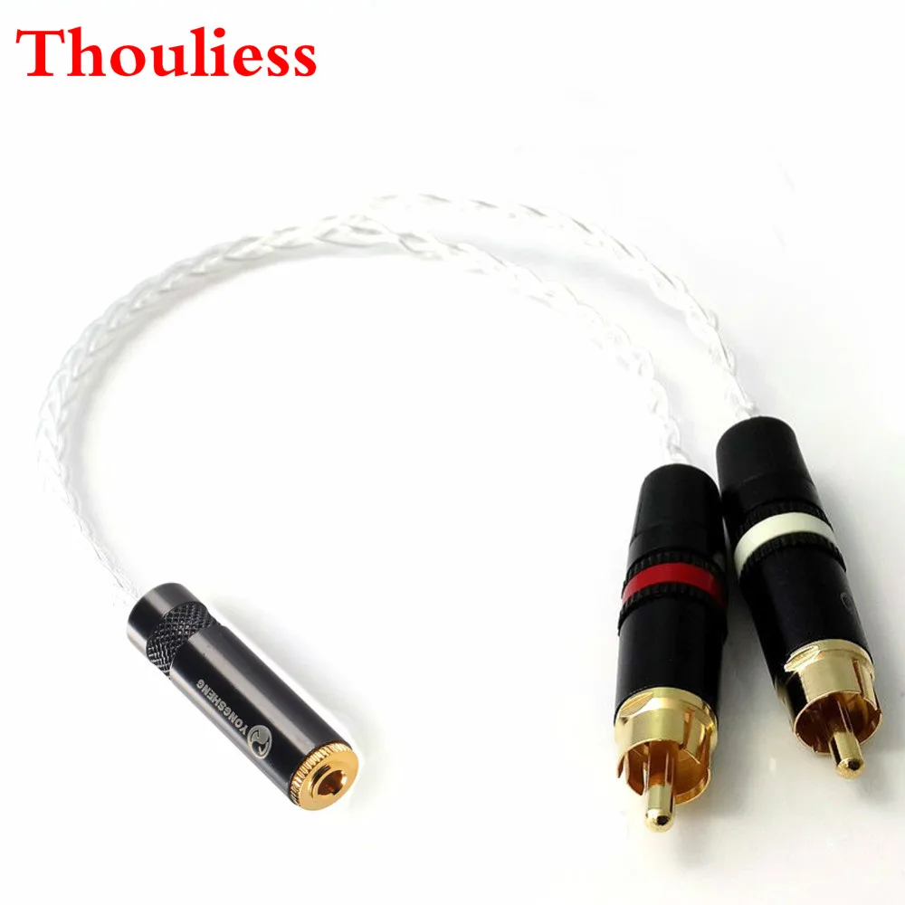 

Thouliess HIFI DIY 1/8 3.5mm Stereo Female to 2x RCA Male Audio Adapter Cable 8 Cores 7N OCC Copper Silver plated Audio Cable