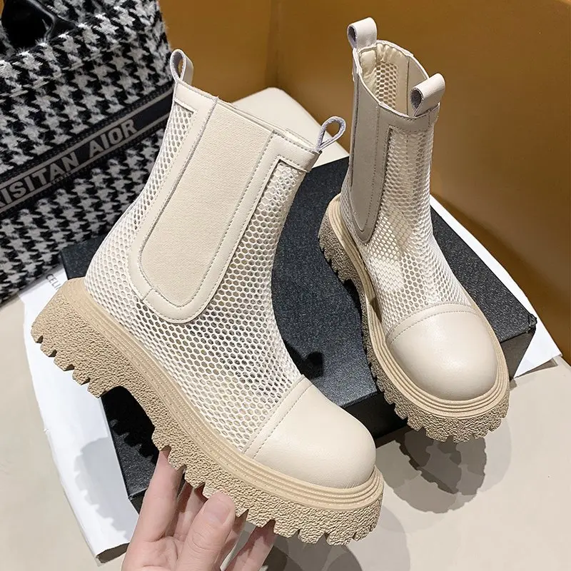 

Женские ботинки 2021, модные ботинки на массивной платформе, толстые ботильоны, женская обувь, весенние женские ботинки на плоской подошве, по...