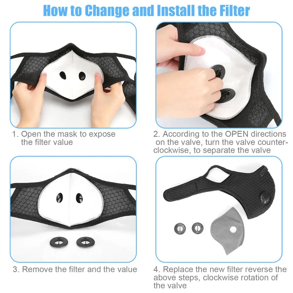 3 pcs Cycling Face Mask Filter Breathable Dustproof Bicycle Respirator Sports Protection Dust | Спорт и развлечения