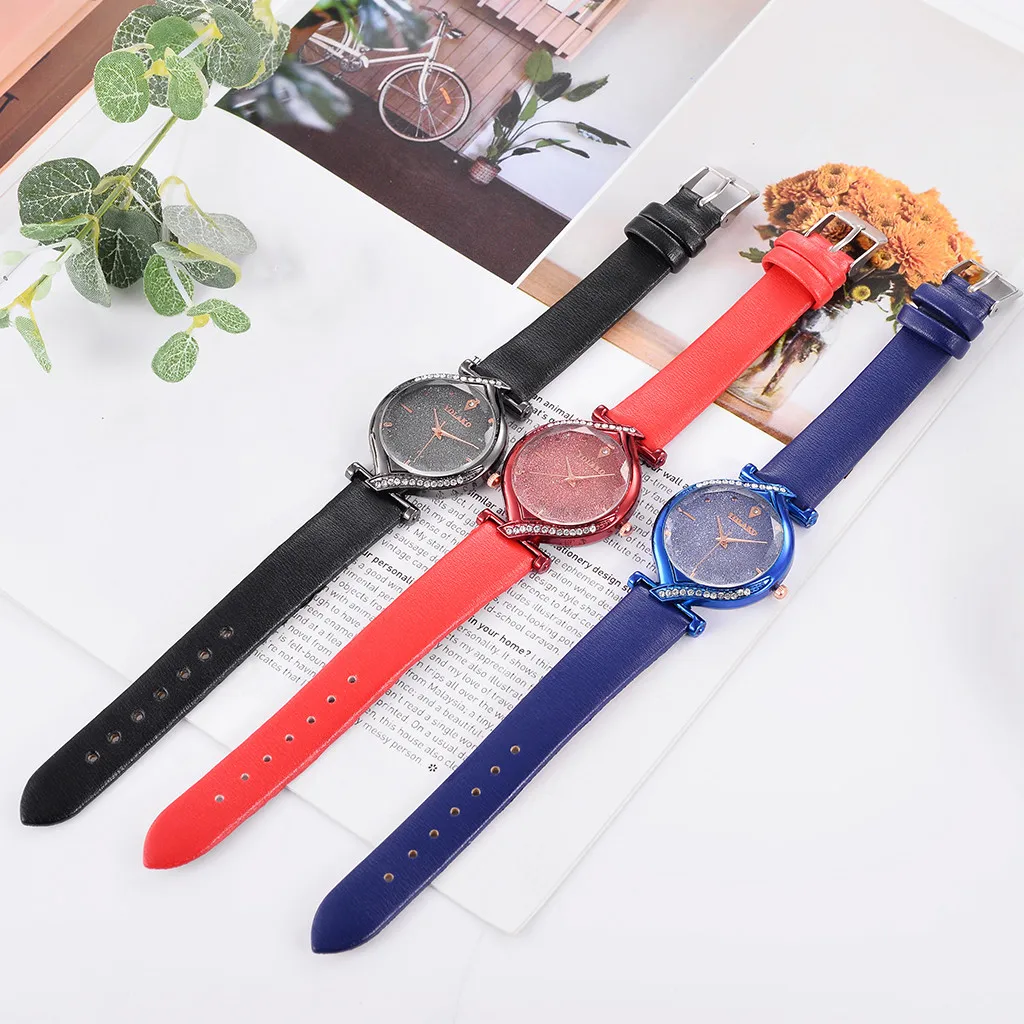 YOLAKO женские часы модные розовые с бриллиантами повседневные кожаным ремешком