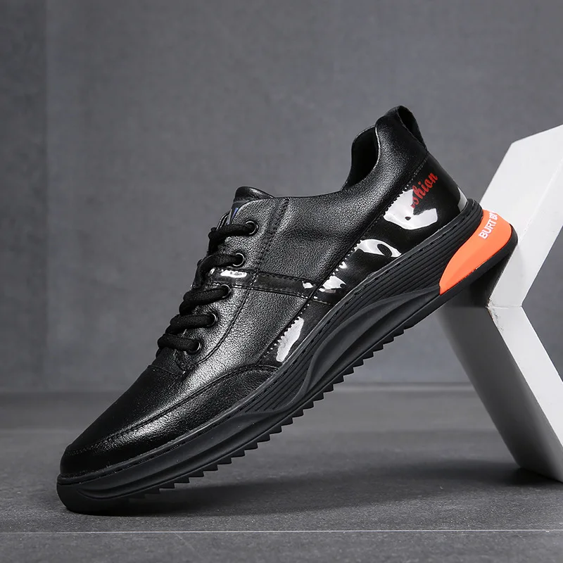 Мужская кожаная обувь сезон осень Новинка дышащая повседневная в Корейском