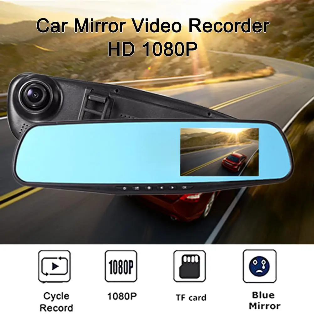 Автомобильное зеркало заднего вида видеорегистратор 1080P HD с синим экраном 2 8
