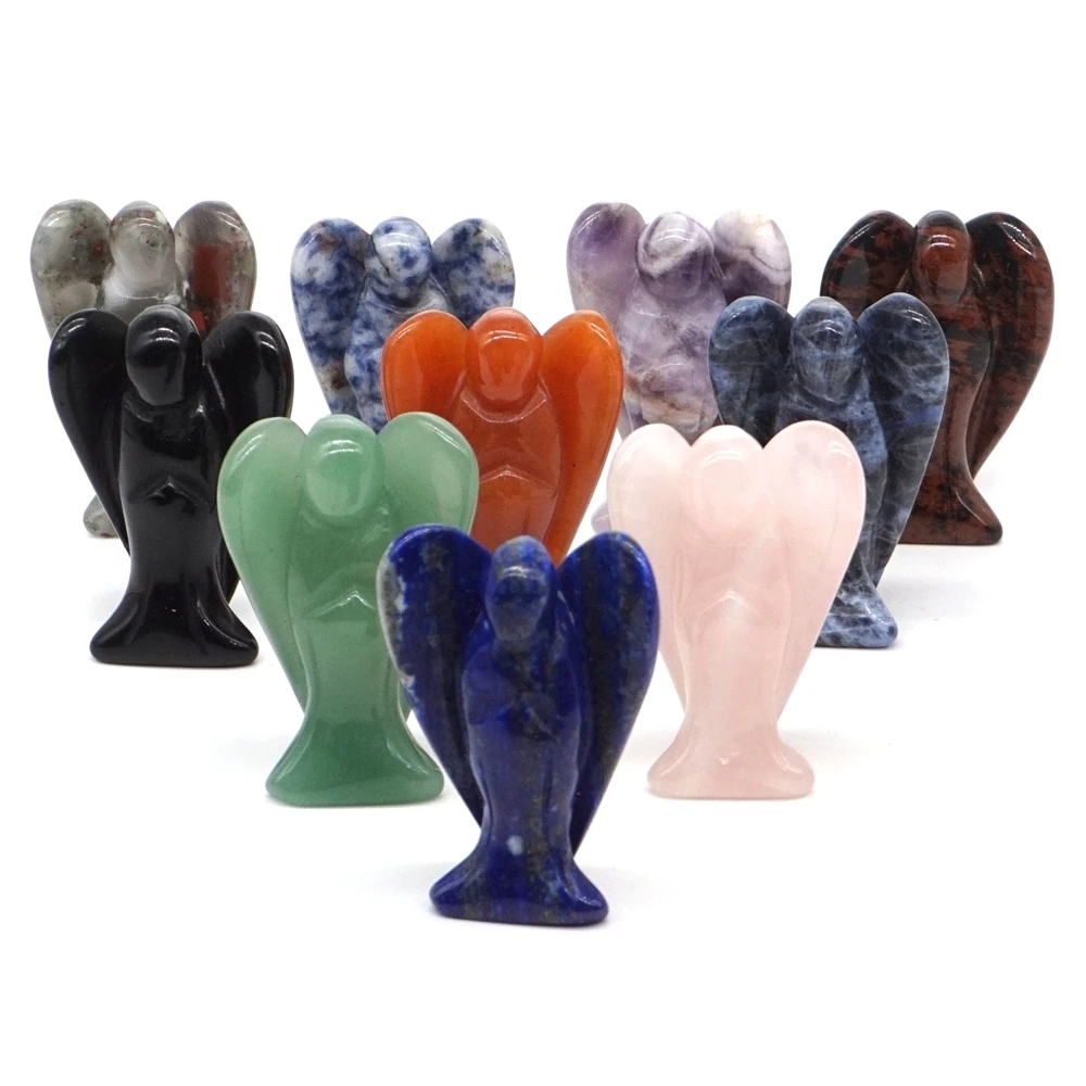 2 дюйма фигурка ангела натуральный драгоценный камень резной кристалл