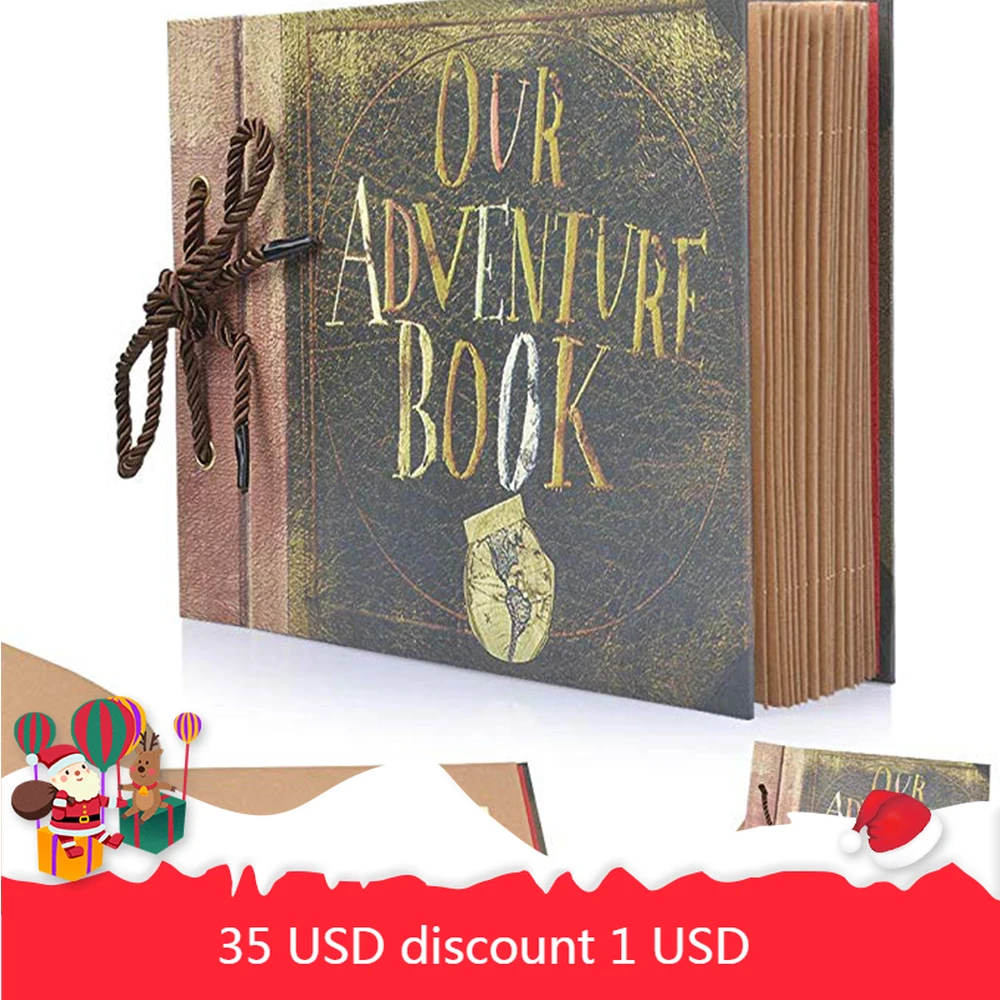 

New 80 Pages Retro Our Adventure Book Photo Album Handmade DIY Family Scrapbook for Christmas Anniversary Wedding Birthday