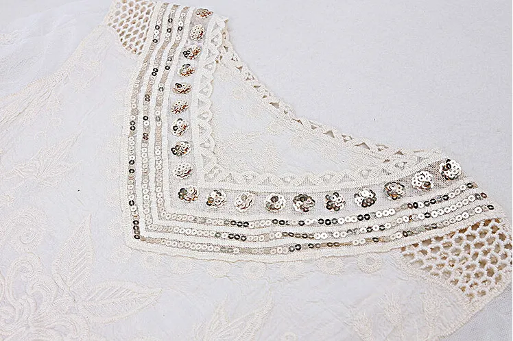 Кружевная блуза с вышивкой TEELYNN блестками цветочным рисунком женская пляжная