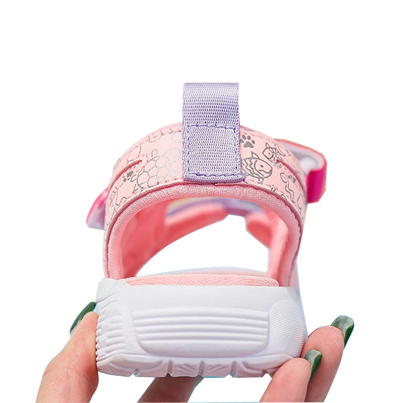Baby Girls Sandals Pink Princess Breathable Mesh Children's Shoes Light and soft Kids Flat sandal | Детская одежда и обувь