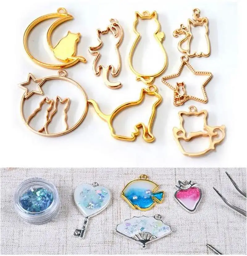 8 шт./компл. сделай сам кот кабошон металлическая фоторамка подвески