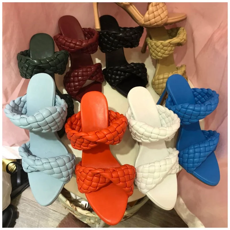 

Женские летние тапочки Termainoov на высоком каблуке большого размера с открытым носком