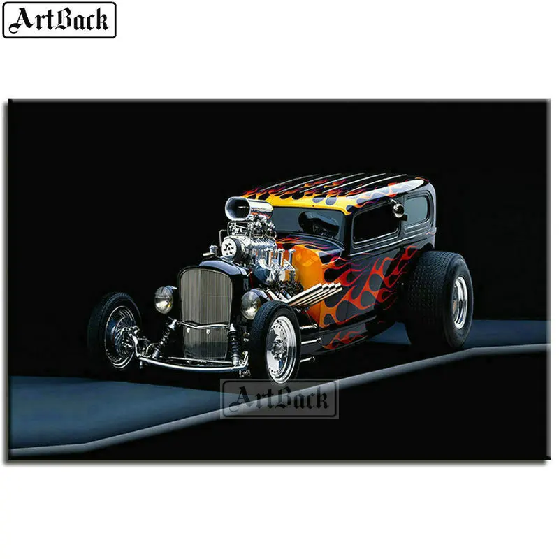 

Квадратная/круглая алмазная живопись ARTBACK, винтажная картина для автомобиля «сделай сам», Алмазная мозаика 5d, автомобильная наклейка, алмаз...