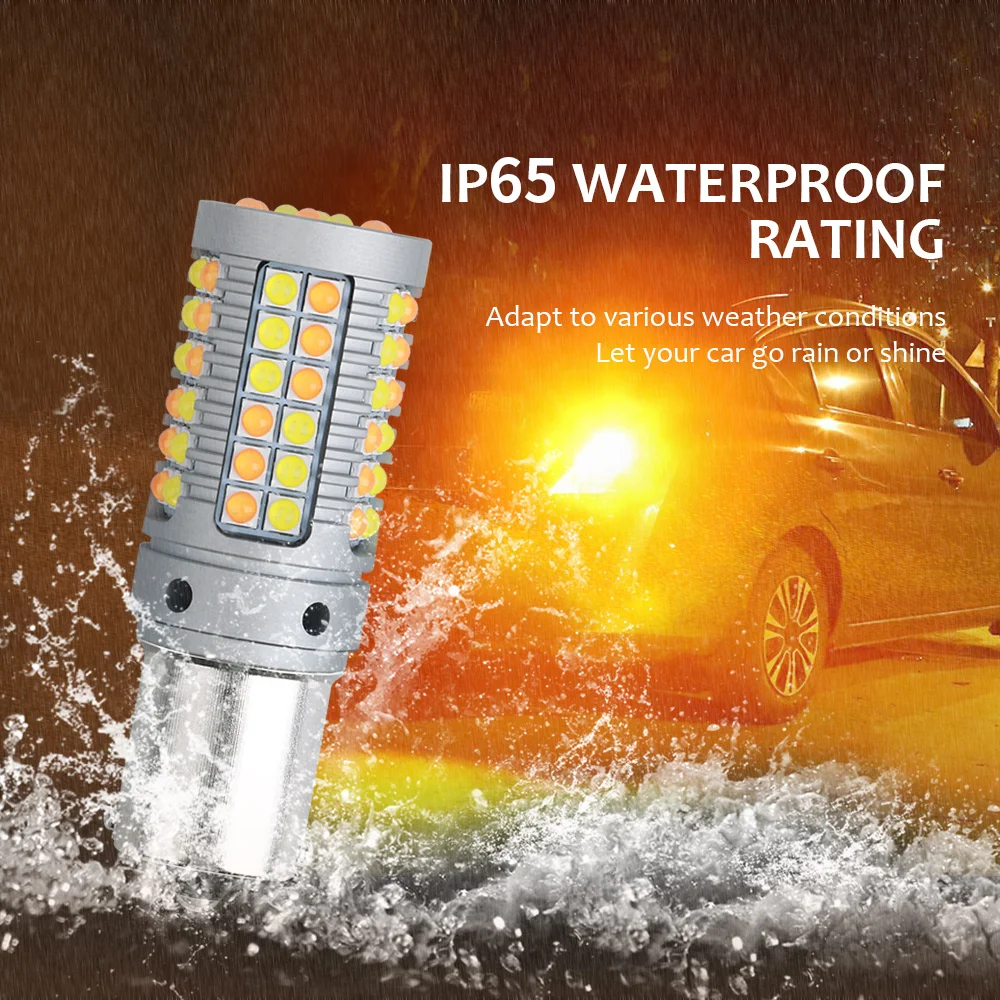 

2X Canbus 1156 BA15S P21W BAU15S PY21w T20 7440 W21W LED Bulbs NO Error 3030 69 SMD Car Dual Color Turn Signal light White Amber