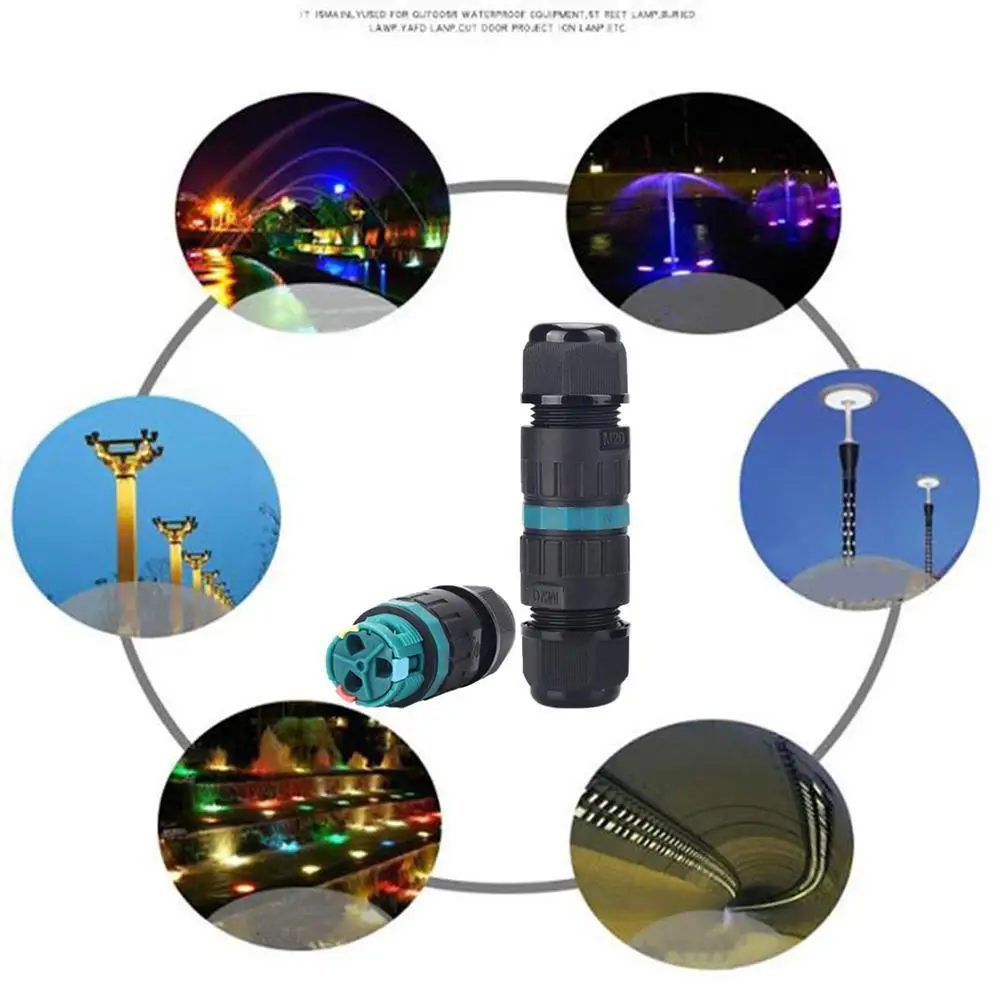 

New IP68 Waterproof Straight Connector Junction Box Terminal 3 Block Pin Connector Cable Outdoor Wire Plug Socket Electrica K5I6